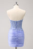 Load image into Gallery viewer, Lilac Strapless Corset Pleated Tight Graduation Dress with Appliques