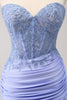 Load image into Gallery viewer, Lilac Strapless Corset Pleated Tight Graduation Dress with Appliques