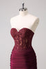 Load image into Gallery viewer, Lilac Strapless Corset Pleated Tight Graduation Dress with Appliques