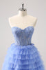 Load image into Gallery viewer, Sweetheart Lilac A-Line Corset Tulle Graduation Dress with Lace