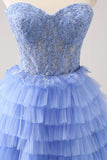 Sweetheart Lilac A-Line Corset Tulle Graduation Dress with Lace