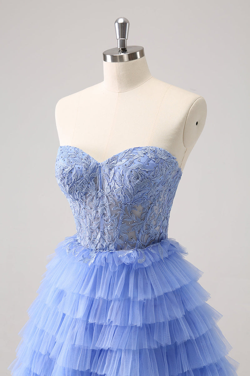 Load image into Gallery viewer, Sweetheart Lilac A-Line Corset Tulle Graduation Dress with Lace