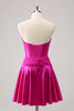 Load image into Gallery viewer, Fuchsia A-Line Sweetheart Corset Short Graduation Dress