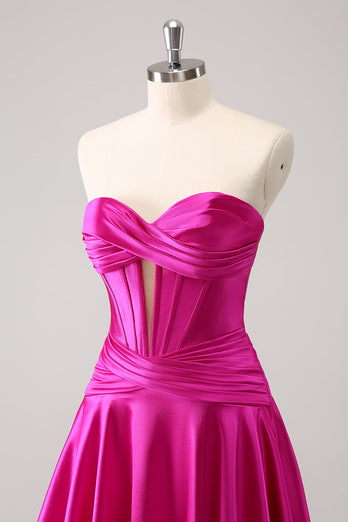 Fuchsia A-Line Sweetheart Corset Short Graduation Dress