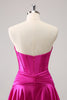 Load image into Gallery viewer, Fuchsia A-Line Sweetheart Corset Short Graduation Dress