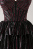 Load image into Gallery viewer, Sparkly Black Pink Sweetheart Tiered Graduation Dress with Beading