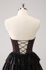 Load image into Gallery viewer, Sparkly Black Pink Sweetheart Tiered Graduation Dress with Beading