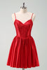 Load image into Gallery viewer, Red A-Line Spaghetti Straps Corset Pleated Graduation Dress