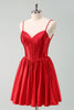 Load image into Gallery viewer, Red A-Line Spaghetti Straps Corset Pleated Graduation Dress