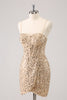 Load image into Gallery viewer, Sparkly Golden Spaghetti Straps Bodycon Graduation Dress with Sequins