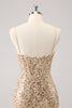 Load image into Gallery viewer, Sparkly Golden Spaghetti Straps Bodycon Graduation Dress with Sequins