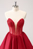 Load image into Gallery viewer, Cute Red A Line Strapless Ruffle Short Graduation Dress with Beading