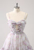 Load image into Gallery viewer, Lilac A-Line Floral Prints Ruffled Tiered Graduation Dress