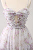 Load image into Gallery viewer, Lilac A-Line Floral Prints Ruffled Tiered Graduation Dress