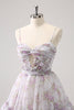 Load image into Gallery viewer, Lilac A-Line Floral Prints Ruffled Tiered Graduation Dress