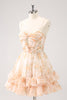 Load image into Gallery viewer, Yellow A-Line Front Twist Short Floral Graduation Dress With Ruffles