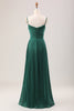 Load image into Gallery viewer, Dark Green A Line Spaghetti Straps Long Chiffon Bridesmaid Dress