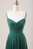 Load image into Gallery viewer, Dark Green A Line Spaghetti Straps Long Chiffon Bridesmaid Dress