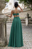 Load image into Gallery viewer, Dark Green A Line V Neck Chiffon Long Bridesmaid Dress with Lace Up Back