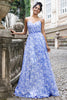 Load image into Gallery viewer, Blue Print A Line Spaghetti Straps Pleated Long Bridesmaid Dress with Lace-up Back