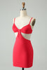 Load image into Gallery viewer, Red Tight Spaghetti Straps Hollow Out Short Graduation Dress
