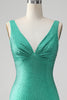 Load image into Gallery viewer, Green Bodycon V Neck Backless Short Graduation Dress with Beading