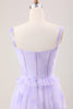 Load image into Gallery viewer, Lavender A Line Corset Spaghetti Straps Floral Tiered Long Bridesmaid Dress