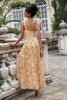 Load image into Gallery viewer, Yellow Flower A Line Corset Keyhole Wedding Guest Dress