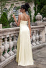 Load image into Gallery viewer, Champagne One Shoulder Sheath Long Bridesmaid Dress With Slit