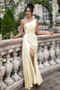 Load image into Gallery viewer, Champagne Sheath One Shoulder Long Bridesmaid Dress With Slit