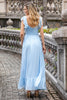 Load image into Gallery viewer, Sky Blue A Line Chiffon Wedding Guest Dress with Ruffle Sleeves