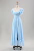 Load image into Gallery viewer, Sky Blue A Line Chiffon Wedding Guest Dress with Ruffle Sleeves