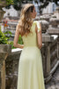 Load image into Gallery viewer, Yellow A Line One Shoulder Long Wedding Party Guest Dress with Slit