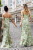 Load image into Gallery viewer, Green Large Flower Mermaid Corset Print Long Wedding Party Guest Dress