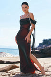 Black Red Mermaid Cold Shoulder Long Prom Dress