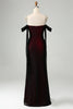 Load image into Gallery viewer, Sparkly Black Red Sheath Cold Shoulder Long Bridesmaid Dress