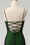 Black Green Spaghetti Straps Sheath Bridesmaid Dress