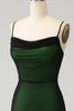 Load image into Gallery viewer, Black Green Spaghetti Straps Sheath Bridesmaid Dress