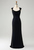 Load image into Gallery viewer, Black Blue Mermaid Cowl Neck Long Bridesmaid Dress