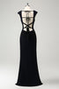 Load image into Gallery viewer, Black Blue Mermaid Cowl Neck Long Bridesmaid Dress