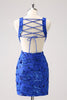 Load image into Gallery viewer, Royal Blue Bodycon Cut Out Graduation Dress with Beading