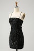 Load image into Gallery viewer, Chic Glitter Black Spaghetti Straps Tight Graduation Dress with Sequins