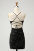 Load image into Gallery viewer, Chic Glitter Black Spaghetti Straps Tight Graduation Dress with Sequins