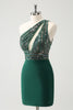 Load image into Gallery viewer, Glitter Dark Green Tight One Shoulder Cut-Out Graduation Dress