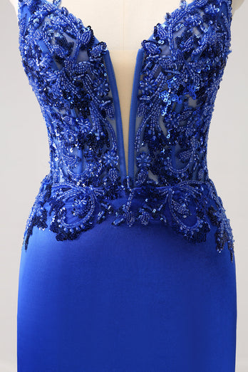 Sparkly Royal Blue Sequin Tight Short Graduation Dress With Lace Up Back