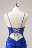 Load image into Gallery viewer, Sparkly Royal Blue Sequin Tight Short Graduation Dress With Lace Up Back