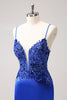 Load image into Gallery viewer, Sparkly Royal Blue Sequin Tight Short Graduation Dress With Lace Up Back