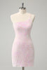 Load image into Gallery viewer, Glitter Pink One Shoulder Tight Graduation Dress with Sequins