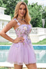 Load image into Gallery viewer, Elegant Purple A Line Halter Flowers Tulle Short Graduation Dress with Lace Up Back