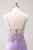 Sparkly Purple Corset Sequin Tight Short Graduation Dress